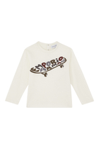 Kids Macro Logo Print Long-Sleeve T-Shirt