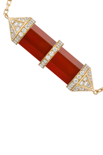 Chakra Necklace, 18k Yellow Gold, Red Carnelian & Diamonds