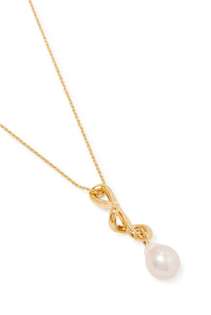 Knot Pearl Drop Necklace, Freshwater Pearls 