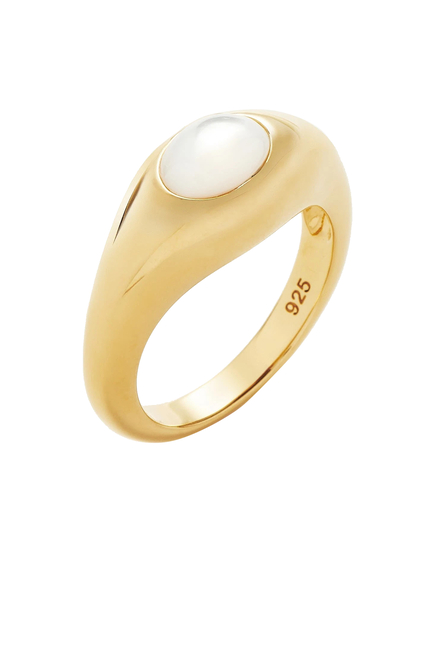 Savi Sculptural Gemstone Stacking Ring with Mother of Pearl