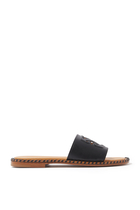 Twist Embossed Arrow Leather Slides