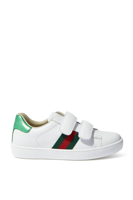 Gucci Toddler Leather Sneaker With Web