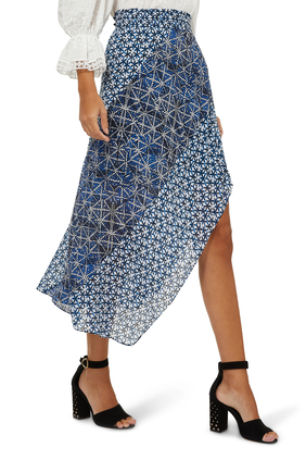 Abstract Pattern Midi Skirt