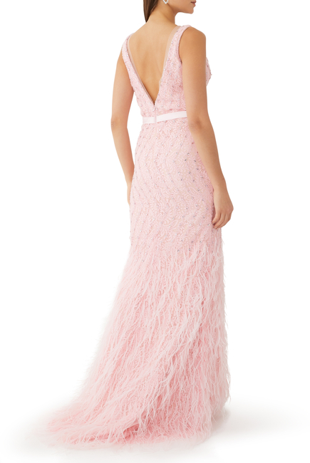 Feather Sleeveless Gown