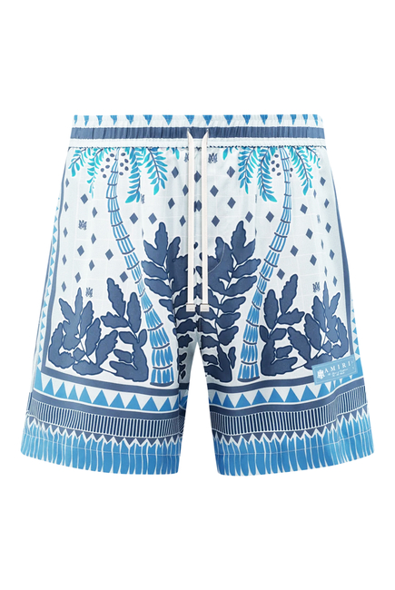 Palm Tree Silk Twill Shorts
