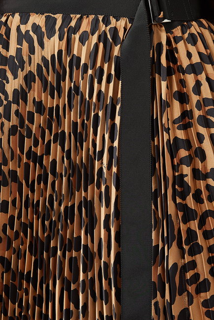 Leopard-Print Pleat Skirt