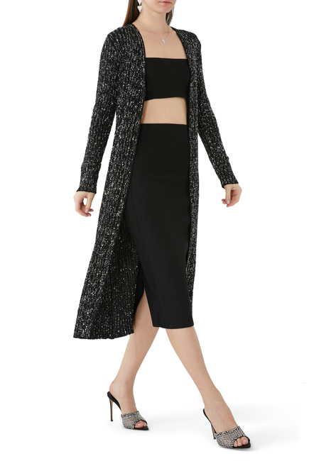 Sequinned Long-Sleeve  Knit Cardigan