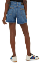 Denim Shorts with Horsebit Details