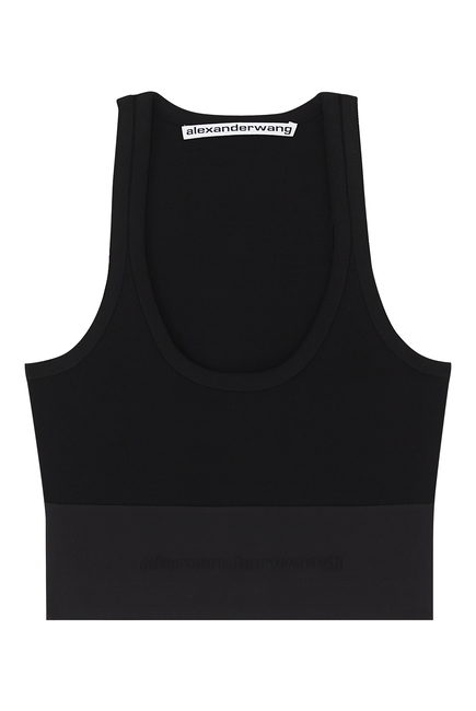 Buy Alexander Wang Black Logo Scoop-neck Bra Top in Stretch