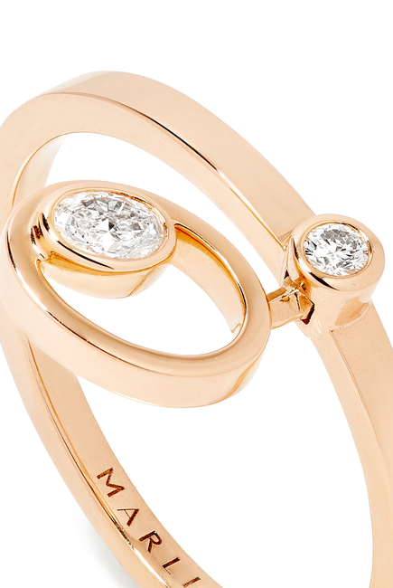 Rock Blossom Oval Charm Diamond Ring in 18kt Rose Gold