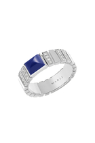 Cleo 2 Link Ring, 18k White Gold with Lapis Lazuli & Diamonds