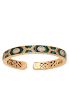 Shield Bracelet, 18k Rose Gold with Green Mother of Peal & Diamonds