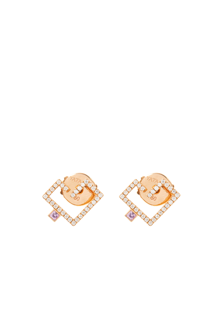 Hubb Stud Earrings, 18k Rose Gold with Diamonds & Pink Sapphires