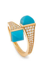 Cleo Ring, 18k Yellow Gold with Turquoise & Diamonds