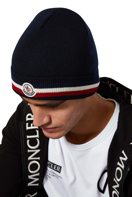 Tricolor Striped Wool Beanie