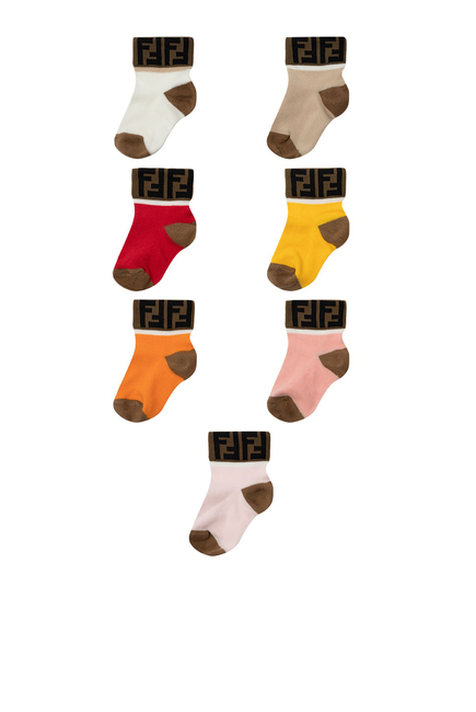 Fendi FF Logo Socks, 7 Pairs