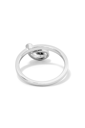 Rock Blossom Drop Charm Pear Diamond Ring in 18kt White Gold