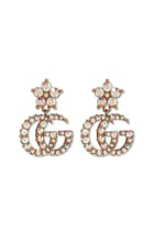 Double G Earrings, Gold-Plated Metal & Crystals