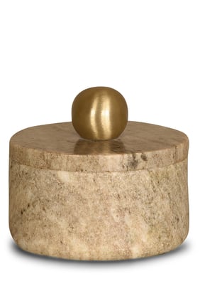 Small Onyx Marble Round Box with Golden Knob