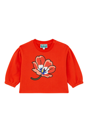 Kids Floral Print Crewneck Sweatshirt