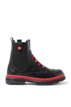 Kids Leather Combat Boots with Branded Laces