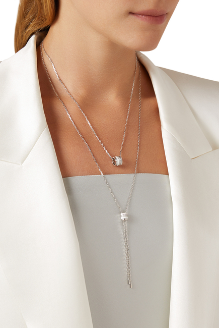 Quatre Double White Edition Large Pendant Necklace, 18k White Gold & Diamonds