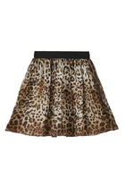 Kids Silk Leopard Midi Skirt