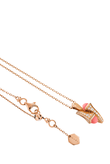 Cleo Huggie Pendant, 18k Rose Gold with Pink Coral & Diamonds