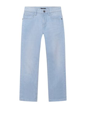 Double-Washed Straight Leg Jeans