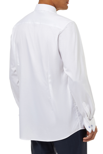 White Signature Twill Tuxedo Shirt