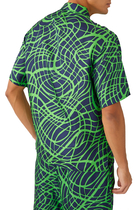 Wave Line Print Silk Shirt