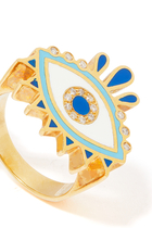 Queen Eye Pinky Ring, 18k Yellow Gold & Diamond