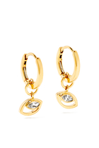 Rock Blossom Marquise Diamond Huggie CharmEarrings in 18kt Yellow Gold