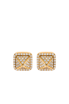Cleo Pyramid Stud Earrings, 18k Yellow Gold Full Diamonds
