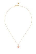 Cleo Mini Rev Pendant, 18k Yellow Gold with Pink Coral & Diamonds