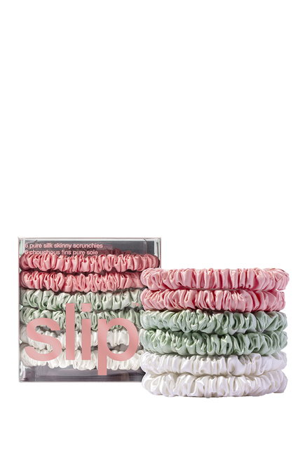 Pure Silk Skinny Scrunchie, Set of 6