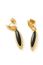 Wavy Ridge Drop Earrings, 18k Gold-Plated Brass