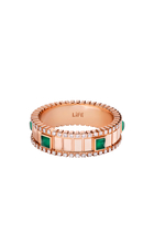 LIFE Ring, 18K Rose Gold, Diamonds & Green Agate