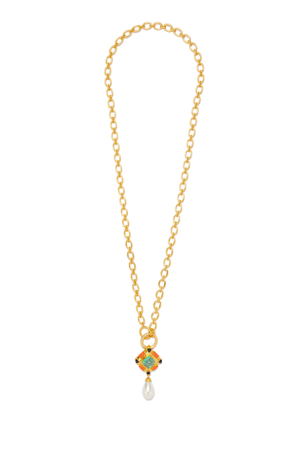 Emilia Chain Necklace, 24K Gold-Plated Brass & Pearl