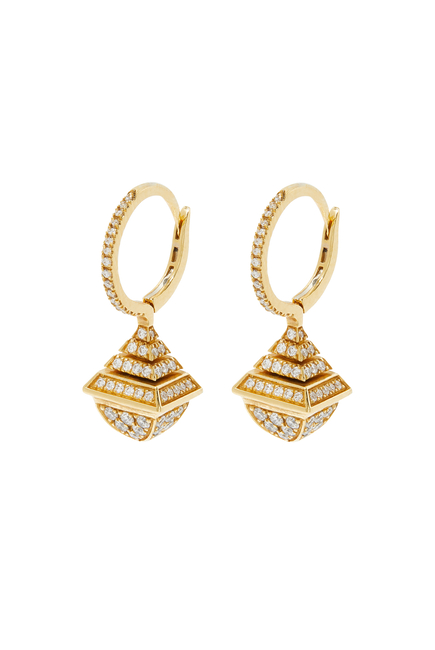 Cleo Mini Rev Earrings, 18k Yellow Gold with Full Diamonds