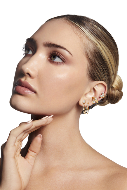 Lotus 5 Diamond Single Earring, 18k Yellow Gold with Diamonds