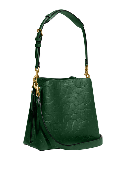 Coach Green Signature Embossed Leather Willow Bucket Bag Coach
