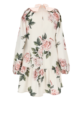 Ivory And Pink Roses Dress