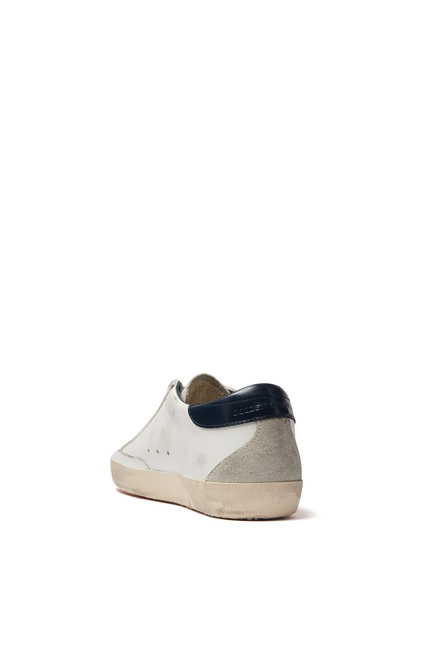 Super Star Sneakers with Suede Star and Blue Heel Tab