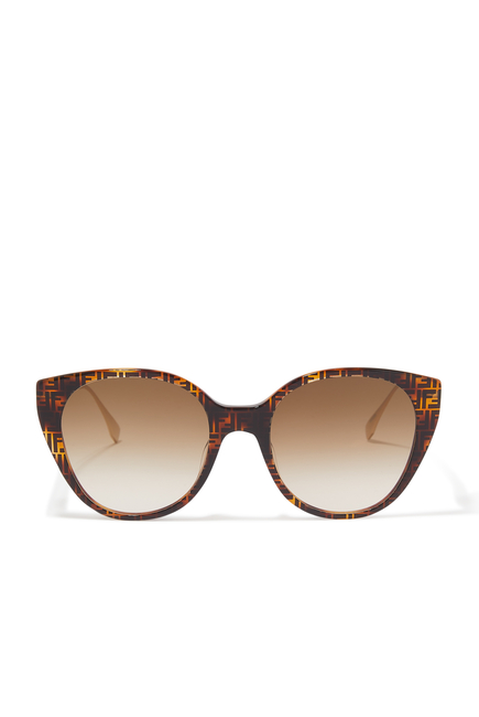 Buy Fendi Baguette FF Havana Acetate and Metal Sunglasses for Womens ...