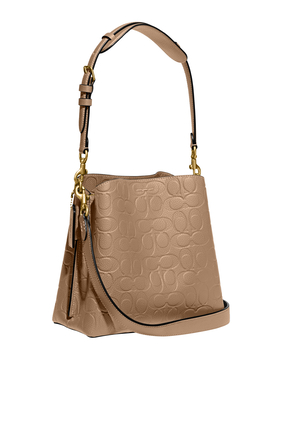 Willow Embossed Leather Bucket Bag