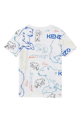 Polar Bear Logo Print Cotton T-Shirt