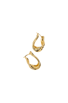Twisted Elongated Hoop Earrings, Gold-Plated Metal