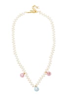 Pearl Necklace with Enamel Stones