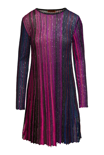 Sequin-Embellished Pleated Mini Dress